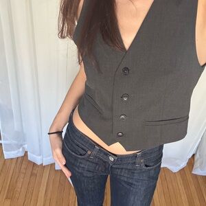 Zara Charcoal Gray Sleeveless Vest Top